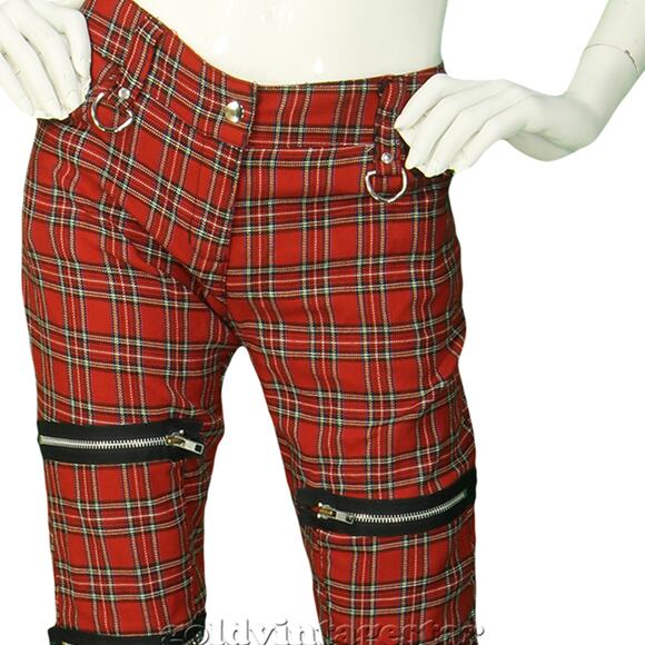 Y2K Vintage Lip Service Skinny Tartan Plaid Ska Emo Punk Rock Gothcore Pants 32 - Picture 7 of 11
